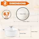 Homikit Small Cast Iron Pot, 2 Quart Enameled Cast Iron Sauce Pan with Lid, Heavy Duty Enamel Dutch Oven Kitchen Cookware for Making Pasta, Boiling Soup, Warming Milk, Nonstick & Oven Safe, White