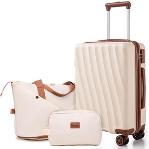Carry on Luggage Sets 22x14x9 Airline Approved (White, 20"/DB/TB), 3 Piece Sets