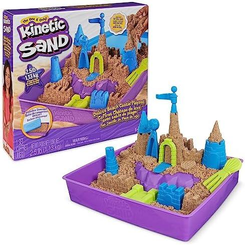 Kinetic Sand, Deluxe Beach Castle Playset with 2.5lbs Play Sand, Tools & Molds, Sensory Toys for Kids Ages 5 and up