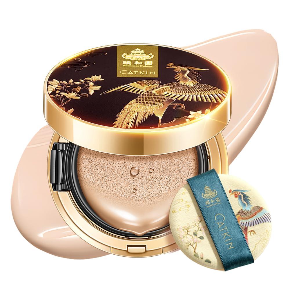 Catkin Phoenix Cushion Foundation Buildable Coverage Anti-Aging Serum Makeup, Sheer Satin Finish, Refill Included, Light Beige 0.46 Oz x 2, N11 BEIGE (0.48 Ounce (Pack of 2))