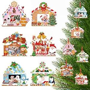 WILLBOND 36 Pack Christmas DIY Picture Frames Craft Kit for Kids Xmas Tree Photo Frames Ornaments with Stickers for Xmas Winter Holiday Party Activities Games Favor(Gingerbread House)