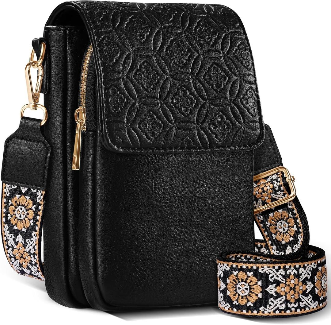 Miss Adola Small Crossbody Bags for Women - Trendy Cell Phone Purse Leather Wallet Handbags with Card Slots Guitar Strap