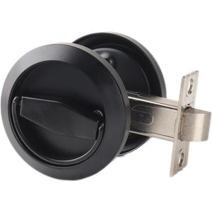 Dixiao Stainless Steel 304 Black Round Recessed Door Lock, Hidden Install Cup Door Knob Lock, Recessed Door Handles Pulls Latch Knob, Pocket Door Handle Without Keys