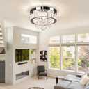 11.8" Modern Crystal Flush Mount Chandelier Ceiling Light Dimmable remote | LED Crystal flush mount dimmable remote control ceiling light Fixture for Bedroom Kitchen Dining Room