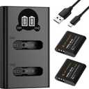 K&F CONCEPT Ricoh DB-110 Battery 1100 mAh with Dual Slot LCD Charger, Compatible with Ricoh GR III, GR IIIx, Theta X, WG-6, G900 II, G900SE II, Compatible with Olympus TG7/ 6/ 5/ 4/ Li-90B/ Li-92B