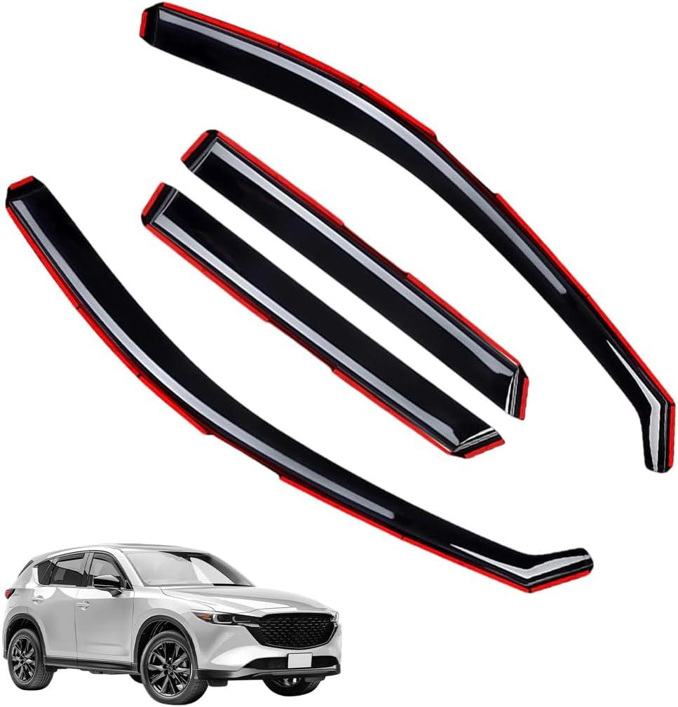In-Channel Window Visors Rain Guards FIT Mazda CX-5 2017-2025 (2017-2025) – 4-Piece in-Channel Dark-Smoke Polycarbonate Vent Deflectors