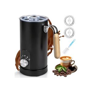 5-in-1 Electric Milk Frother and Steamer, Automatic Milk Foamer Hot Chocolate Maker with Wood Grain Handle, 11.8oz Milk Warmer and Heater for Latte, Cappuccino, Hot Cocoa Maker, Frother for Coffee