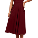 Women Summer Dresses Spaghetti Strap Sleeveless Linen Overall Dress Casual A-Line Midi Long Beach Dress with Pocket, Small