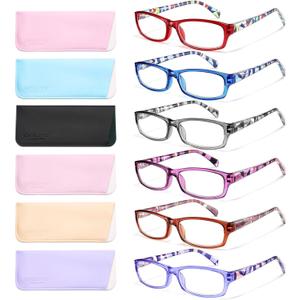 Gaoye Reading Glasses for Women, 6 pack Fashion Readers for Women Men Spring Hinge Eye Glasses, Blue Light Reading Glasses (*C1 Mix Color)