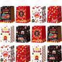 Zhanmai 24 Pcs Firetruck Party Favors Gifts Goodie Bags with Handles Firefighter Candy Treat Paper Bags Fire Extinguisher Truck Sound the Alarm Birthday Party Supplies