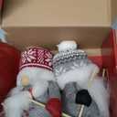 D-FantiX 2Pack Sled Christmas Gnomes Plush with Wood Skis and Ski Poles, Handmade Swedish Tomte Santa Scandinavian Figurine Nordic Plush Elf Doll Gnome Ornaments Christmas Decorations Home Decor