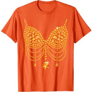 Halloween Orange Bra Design Costume Show Girls T-Shirt. size S