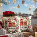 Pillow Covers Set of 2 18x18 Inch Christmas Gingerbread Couple Throw Holiday Welcome Cushion Covers Decorative Christmas Pillow Cases for Sofa Couch Bed Farmhouse Decor