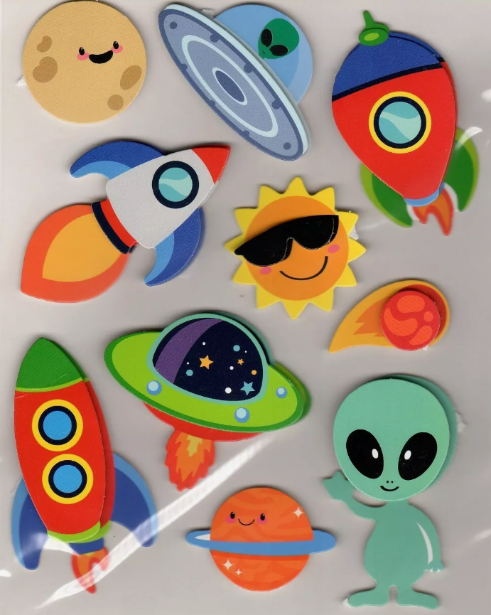 Metallic Pop Up Stickers Outerspace 7 Pack