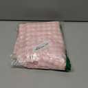 Peachy Blush White Plaid Gingham Ruffle Table Runner 90 inches Long 100% Washed Cotton Decorative Farmhouse Cabinet Cover (Blush, 90"x13")