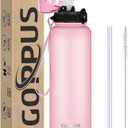 GOPPUS 24 oz Insulated Double Wall Vacuum Water Bottle With Straw Stainless Steel Sports Water Cup Flask Leakproof Wide Mouth Resusable Water bottles for Kids Men Women