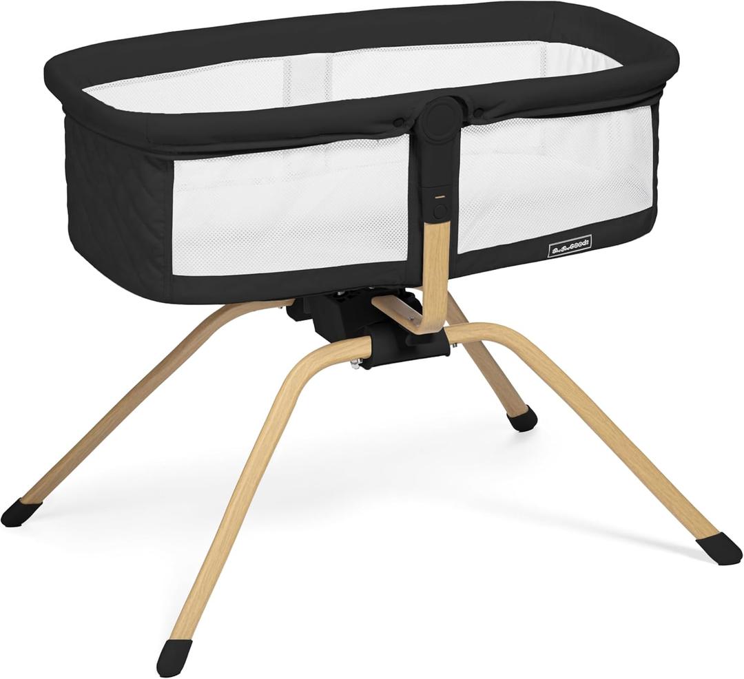 Baby Bassinet with Rocking/Gliding, Portable Bedside Sleeper for Baby with Foam Mattress, Baby Bedside Crib for Newborns and Infants with Carrybag (Black)