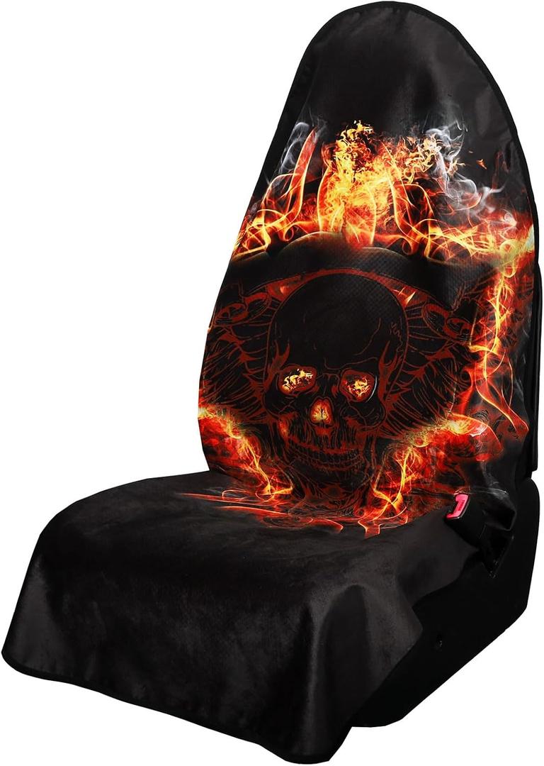 Waterproof Car Seats Covers Skull Style - Universal Car Seats Cushion for Sedan SUV Truck Front OR Back Seat - Anti-Slip Auto Seats Protector Suit for After Yoga Gym Biking Running Workout Sport (Printed Flaming skull) Waterproof Car Seats Covers Skull Style - Universal Car Seats Cushion for Sedan SUV Truck Front OR Back Seat - Anti-Slip Auto Seats Protector Suit for After Yoga Gym Biking Running Workout Sport (Printed Flaming skull)