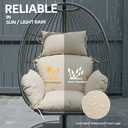 Outdoor Egg Chair Cushion with 8 Securing Straps, Water-Repellent & Fade-Resistant, Removable Cover, Replacement Cushion for Most Single Hanging Swing Egg Chairs Cream