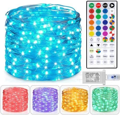 Fairy Lights USB Plug in 33ft 100LEDs with Remote, Warm White 20 Color Changing Light Twinkle Firefly String Lights for Bedroom Party Wedding Christmas Tapestry, Multicolor Colors (USB&Plug)