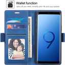 QLTYPRI Case for Samsung Galaxy S9, Soft Premium PU Leather Flip Case with Card Slot Kickstand Split Magnetic Closure Shockproof Protective Slim Wallet Cover for Samsung Galaxy S9 - Blue