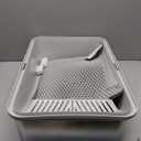 Stainless Steel Litter Box | XL Enclosed Cat Litter Boxs with Lid for Big Cats | High Sided, Anti-Urine Leakage | Non-Stick Bottom & Includes Litter Mat & Metal Scoop (Silver Gray)