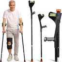 2 PCS Forearm Crutches for Adults, Folding Lightweight 10-Level Adjustable Aluminum Alloy Walking Crutches with Comfortable Grips & Cuffs, Reflective Safety, Anti-Slip Foot Pad, 330 LBS