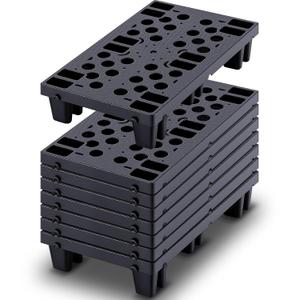 8 Pcs Plastic Pallets for Basement Storage Nestable Moisture Waterproof Lightweight Floor Pallets with Breathable Grid for Indoor Outdoor Supermarket Warehouse (19.6 x 11.8 x 3.9 Inch,Black)