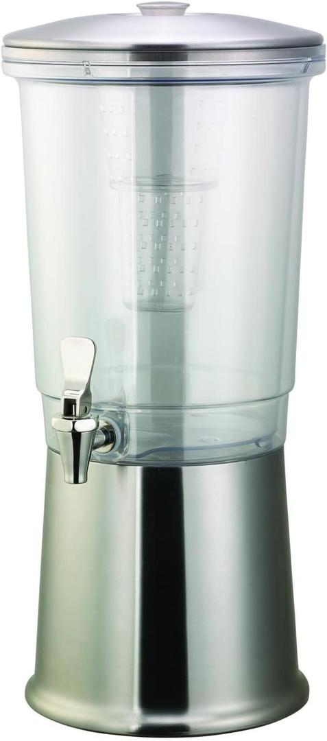 Service Ideas CBDDW3GSS Double Wall Beverage Dispenser, Traditional Base, 3 Gallon, Infuser Tube, Brushed