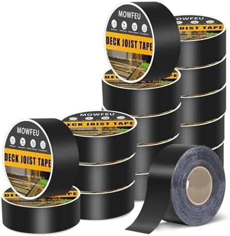 Mowfeu Deck Joist Tape 1-5/8" x 50', 16Pack Weather-Resistant Butyl Joist Tape for decking, Self-Adhesive Butyl Deck Tape for Top of Joists, Rim Joists, Under Joists and Beams