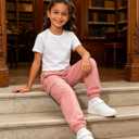Betusline Girls 2 Piece Summer Outfits,Kids Casual Short Sleeve Crop Top & Cargo Jogger Pants Sets,4T-14Y