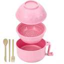 Layron Ramen Cooker Ramen Bowl Set with Chopsticks Microwave Noodle Bowl College Dorm Room Essentials for Girls for Boys Apartment Essentials (Pink)