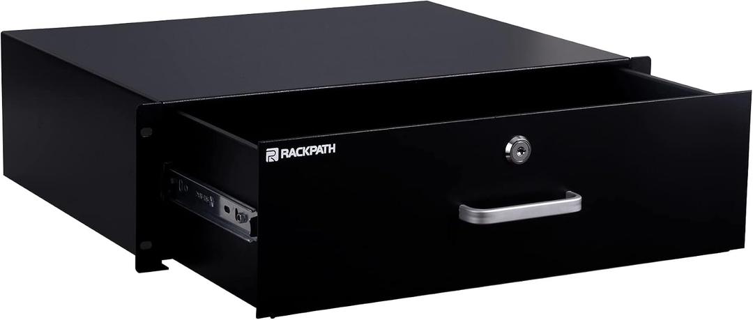 RackPath 3U Rack Mount Drawer for 19 Inch AV/Network/DJ Equipment Racks or Cabinets with Lock and Key