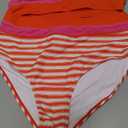 Dokotoo Women's High Waisted Bikini Sets Two Piece Swimsuits Color Block Scoop Neck Bathing Suits (Large, Orange)