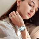 Slim Braided Stretchy Band and Case Compatible for Apple Watch Bands Women 40mm 41mm 42mm 44mm 45mm 46mm, Thin Nylon Solo Loop Protective Cover and Screen Protector for iWatch Series 11/10/9/8/7/6/5/4