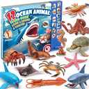 12Pack Ocean Animal Toy for Kid with Sound Book(On/Off), Gift Box, Realistic Sea Creature Figure, Educational Plastic Under the Sea life for Toddler, Birthday Party Favor, Water Table Toy for Boy Girl