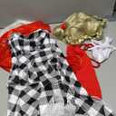 Kuberas Christmas Costumes for Kids Girls 7PCS Christmas Velvet Cape Dress Wig Accessories Halloween Christmas Cosplay Outfit Size 140 kids