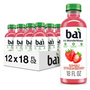 Bai Antioxidant Infused Water Beverage, Simbu Strawberry, 18 Fluid Ounce Bottle, Pack of 12 (EXP 06/17/26)