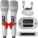 Pyle Karaoke Microphone Set - Wireless Microphones with UHF 2x100 Channel Receiver, High-Fidelity Sound, Anti-Jamming, Rechargeable Mics for Music Lovers - Microfonos Inalambricos Professional