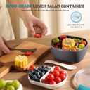 Small Salad Container for Lunch-35oz Divided Bento Box Lunch Box for Fresh Meals,Portable Salad Bowls To Go with 2-Compartment Tray Meal PrepLeak Proof Tritan Lid, Dishwasher & Microwave SafeNavy