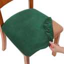 Smiry Velvet Seat Covers for Dining Room Chair Set of 2, Stretch Fit Removable Washable Chair Seat Cushion Protector Slipcovers with Ties, Dark Green