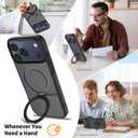 Ultra-Magnetic Stand for iPhone 17 Pro Max Case [Military Drop Protection] [Compatible with MagSafe] Shockproof Translucent Matte Slim Ring Holder Case for iPhone 17 Pro Max (Black)