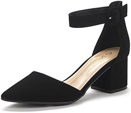 DREAM PAIRS ANNEE Pointed Toe Low Chunky Heels Pump Shoes Black 8.5