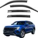 Window Visors Rain Guards Fits 2020-2026 VW Atlas Cross Sport | Out-Channel Tape-On, Shatterproof Window Wind Deflectors, Extra Durable Vent Shades, Black with Stainless Steel Chrome Trim