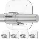 No Drill Curtain Rods for Windows  Renter Friendly, Self-Adhesive Curtain Rod Holder Easy Install, Adjustable Brackets, Supports Up to 20 Pounds, Perfect for Kitchen, Bedroom, and Bathroom (Transparent)