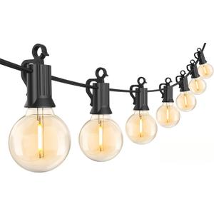 Brightown 30FT LED Outdoor String Lights, Plug-in Waterproof Patio Lights with 25 Shatterproof Bulbs, Warm White Outdoor Hanging Light Decor for Backyard Deck Garden Bistro Porch Party (29ft 1PC)