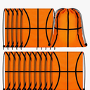 24 Pcs Sport Drawstring Bags Cinch Sack Candy Drawstring Bag Sport Party Goodie Favor Bags Supplies Gifts for Sports Party Men Women (Basketball,10 x 12 Inch)