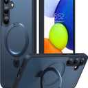 TORRAS Magnetic Ostand for Samsung Galaxy S24 Case 6.2" [Compatible with MagSafe][Military Grade Drop Tested] [Ring Holder][Build in Kickstand] Matte Translucent Slim Back Soft Edge with Stand,Black