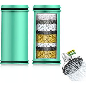 Shower Filter Replacement Cartridge for Filtered Shower Head - 2 Pack Multi Stage Water Softener Filters for Hard Water - Remove Chlorine and Harmful Substances
