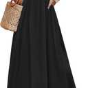 Zeagoo Women's Summer Casual Boho Sundress Spaghetti Strap Square Neck Flowy Midi Dresses A Line Beach Dress with Pockets (Large, A01-black)